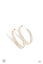 Load image into Gallery viewer, Glitzy By Association - Gold Hoop (Dipped in White Rhinestone) Earring
