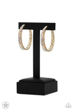 Load image into Gallery viewer, Glitzy By Association - Gold Hoop (Dipped in White Rhinestone) Earring
