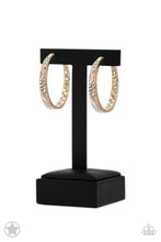 Load image into Gallery viewer, Glitzy By Association - Gold Hoop (Dipped in White Rhinestone) Earring