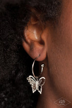 Load image into Gallery viewer, Butterfly Freestyle - Silver Hoop Earring