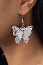 Load image into Gallery viewer, Layered Launch - White (Rhinestone Butterfly) Earring
