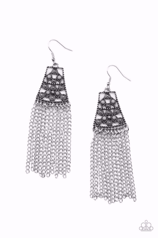 Cleopatras Allure - Silver (Gray Bead) Earring