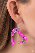 Load image into Gallery viewer, Embellished Emeralds - Pink Heart Earring
