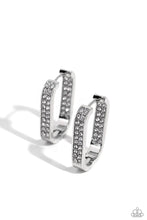 Load image into Gallery viewer, Sinuous Silhouettes - White (Rhinestone) Hinge Earring
