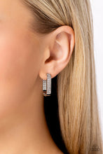Load image into Gallery viewer, Sinuous Silhouettes - White (Rhinestone) Hinge Earring

