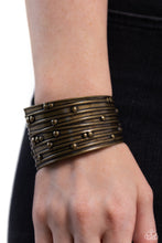 Load image into Gallery viewer, Mechanical Motif - Brass (Cuff) Bracelet
