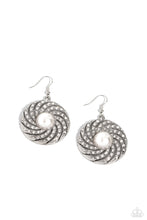 Load image into Gallery viewer, Vintage Vortex - White (Rhinestone/Pearl) Earring
