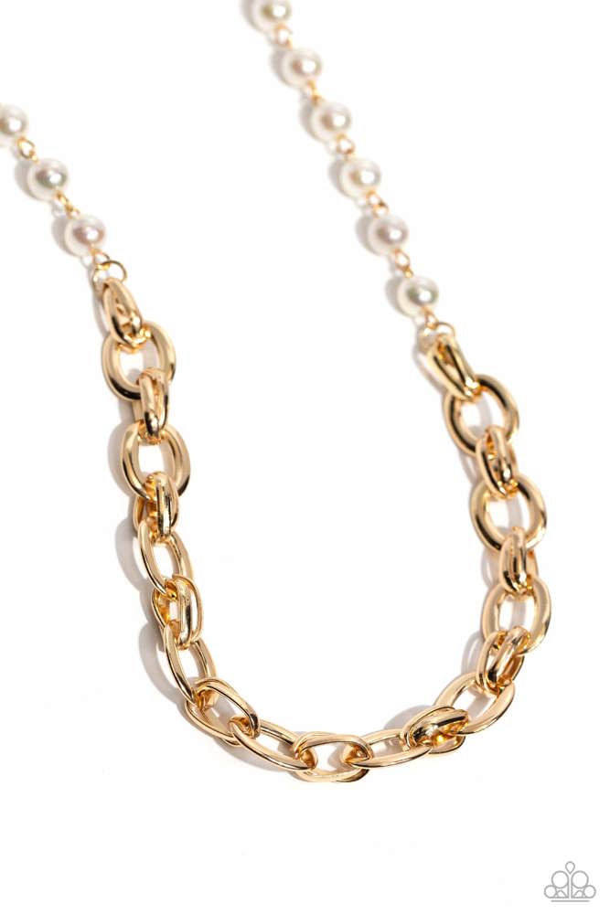 Dual Daydream - Gold (White Pearl) Necklace