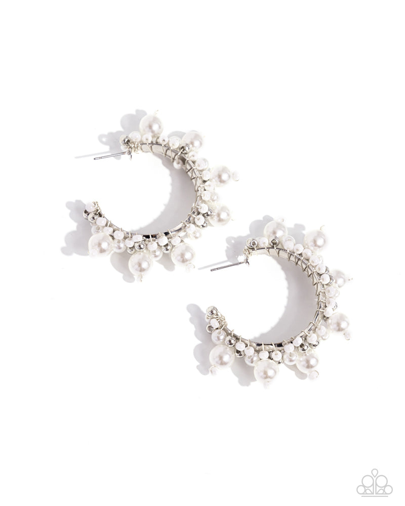 Elite Expense - White Hoop Earring