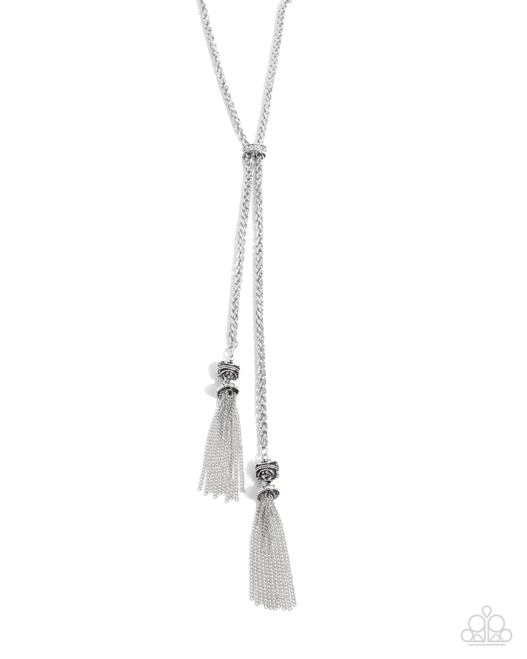 Tassel Transit - White (Silver Chain) Necklace