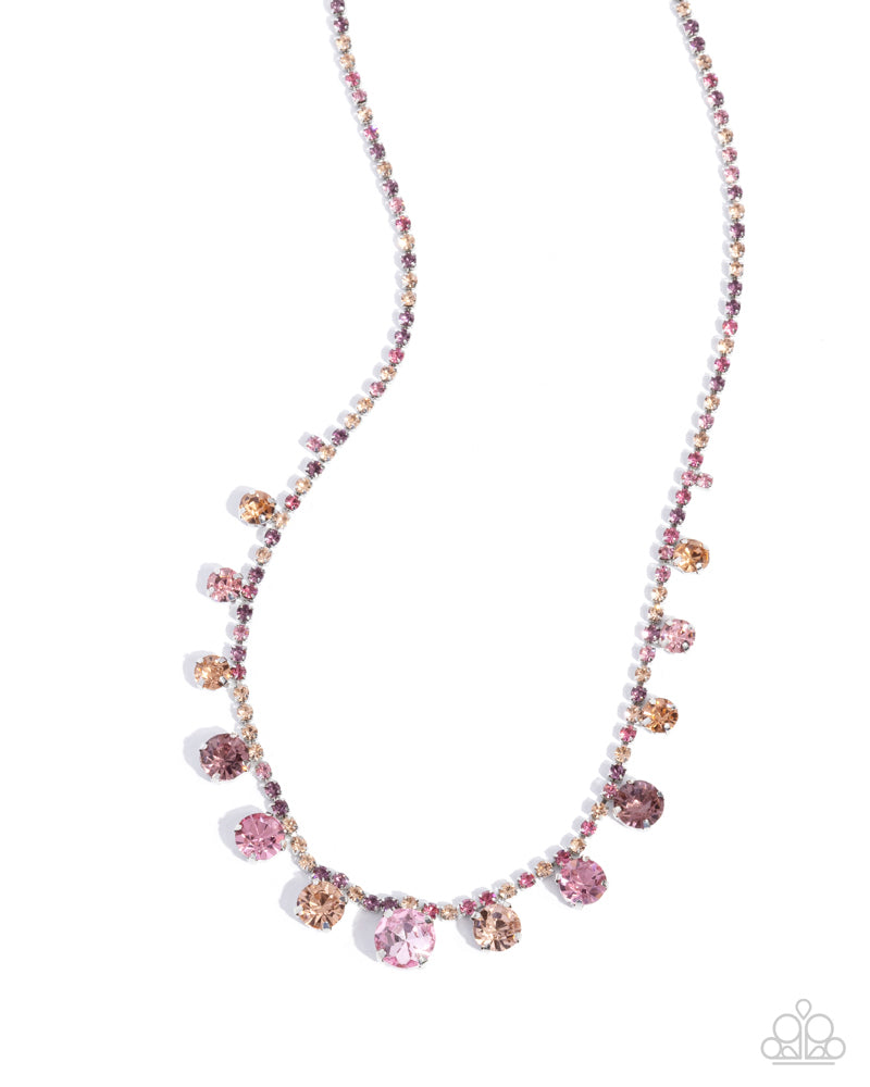 Colorful Countess - Pink (Rhinestone) Necklace