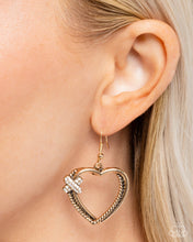 Load image into Gallery viewer, Crisscross Courtship - Gold (Heart) Earring
