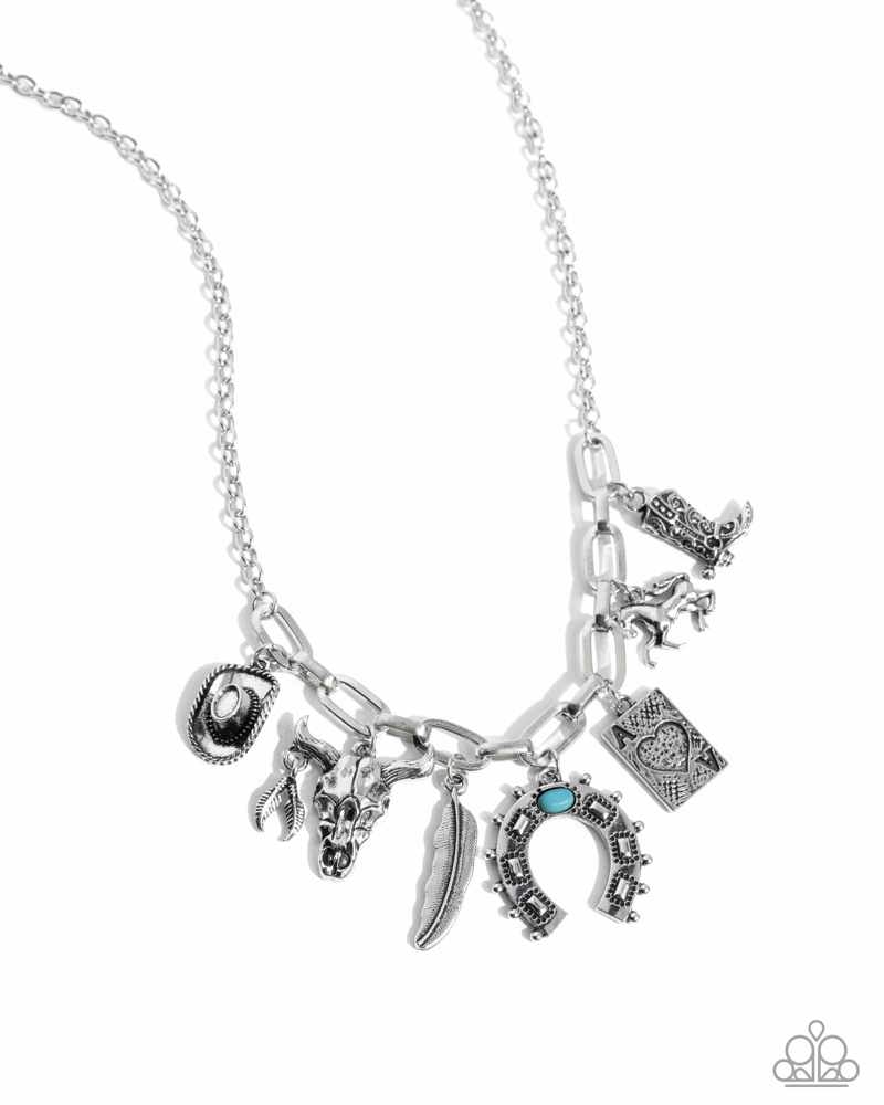 Saloon Girl - Blue (Turquoise) Charm Necklace (LOP-1224)