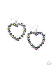 Load image into Gallery viewer, Beautiful Take - Black Painted (Multi Color Rhinestone Flower Silver) Heart Earring
