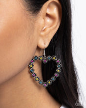Load image into Gallery viewer, Beautiful Take - Black Painted (Multi Color Rhinestone Flower Silver) Heart Earring
