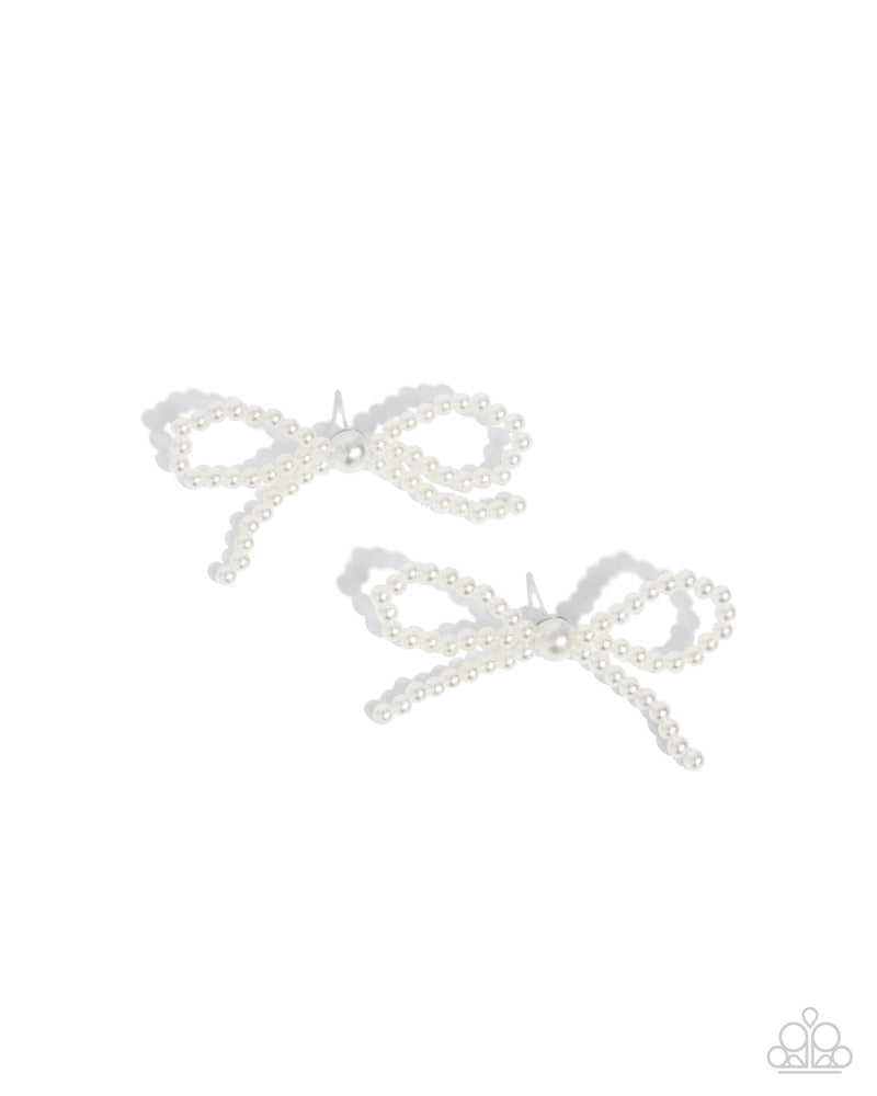 Better Ballerina - White (Pearl) Bow Earring