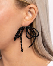 Load image into Gallery viewer, Sophisticated Sprinkle - Black (Seed Bead Bow) Earring
