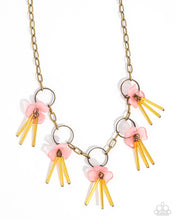 Load image into Gallery viewer, LEI of the Land - Brass (Pink Acrylic Flower) Necklace
