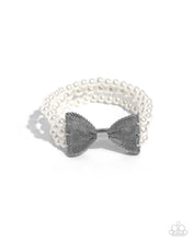 Load image into Gallery viewer, Dapper Dialogue - White (Pearl) Bow Bracelet
