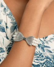 Load image into Gallery viewer, Dapper Dialogue - White (Pearl) Bow Bracelet
