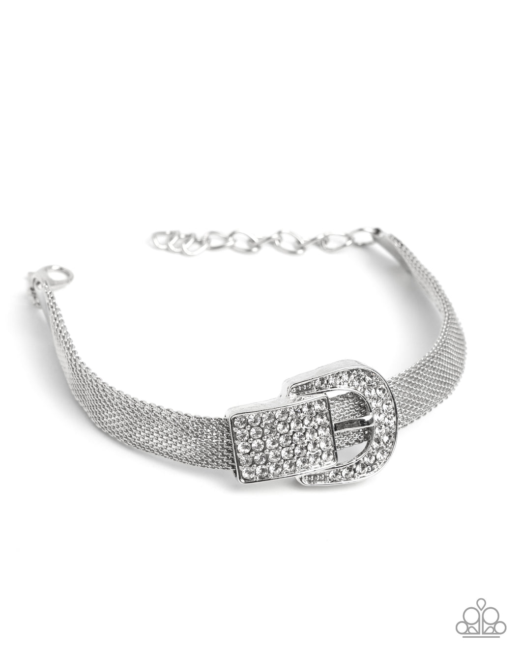 Boldly Buckled - White (Rhinestone Belt Loop) Bracelet (LOP-0625)