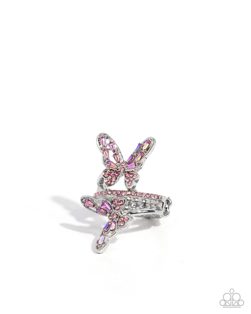 Fluttering Flamenco - Pink (Butterfly) Ring