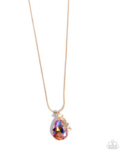 Load image into Gallery viewer, Teardrop Transformation - Orange Gem  (Gold Butterfly) Necklace
