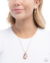 Load image into Gallery viewer, Teardrop Transformation - Orange Gem  (Gold Butterfly) Necklace
