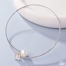 Load image into Gallery viewer, Euphoric Elegance - Multi Iridescent Gem White Pearl Silver Collar Necklace (LOP-0325)
