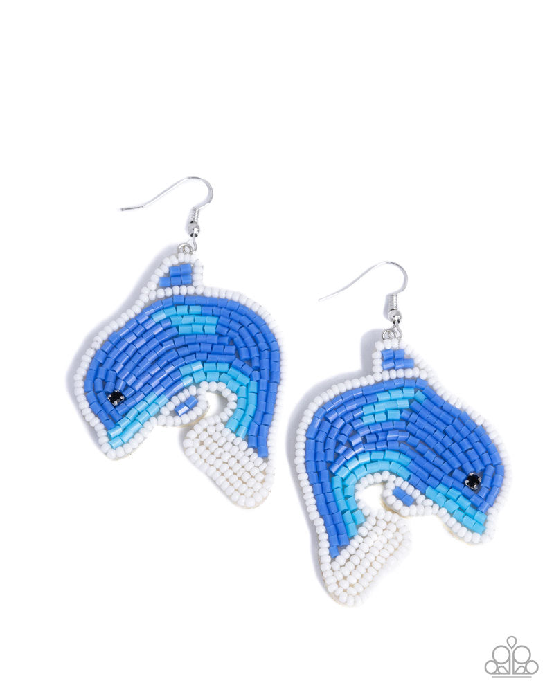 Dynamic Dolphin - Blue (Seed Bead) Earring