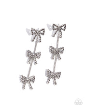 Load image into Gallery viewer, Coquette Course - Silver (Rhinestone) Bow Earring
