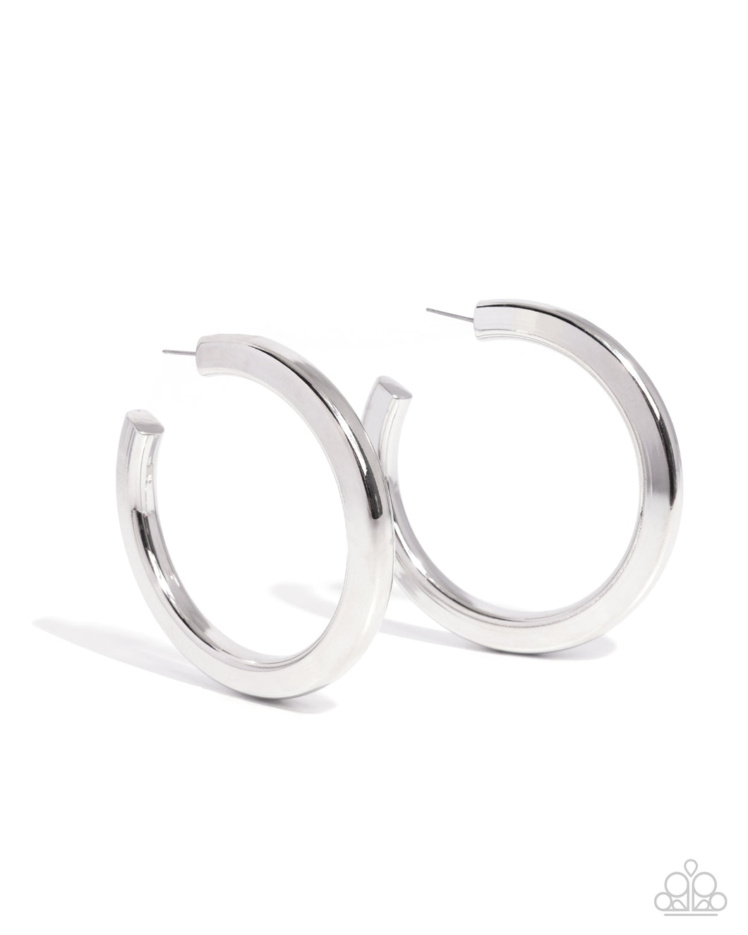 Sleek Spotlight - Silver Hoop Earring
