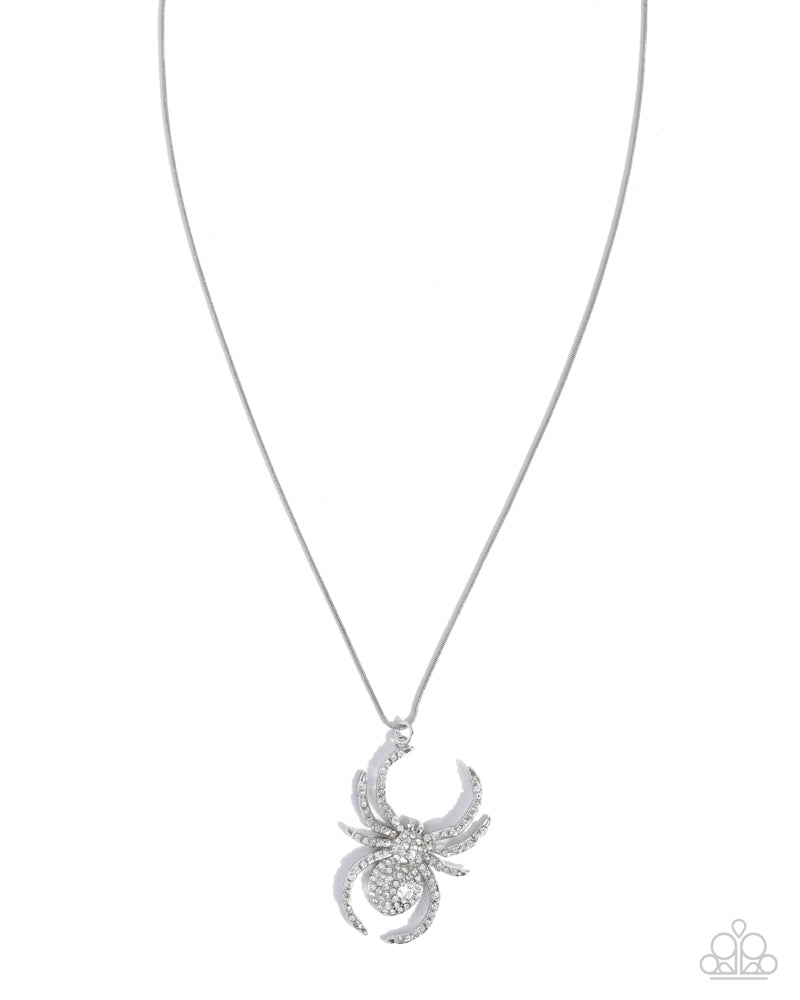 Spider Story - White (Rhinestone) Necklace