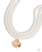 Load image into Gallery viewer, Lustrous Look - Gold Heart White Pearl Necklace (LOP-0726)

