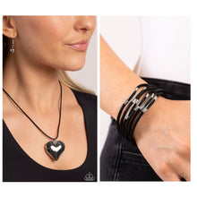 Load image into Gallery viewer, CORDED Love - Black (Silver Heart) Necklace
