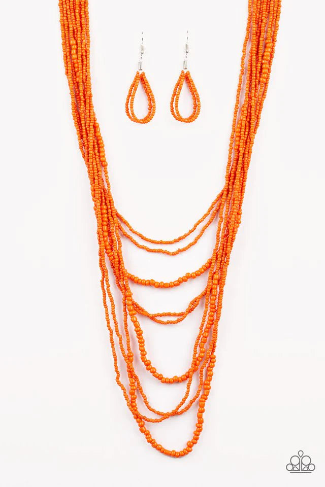 Totally Tonga - Orange  (Seed Bead) Necklace