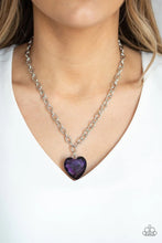 Load image into Gallery viewer, Flirtatiously Flashy - Purple (Heart) Necklace

