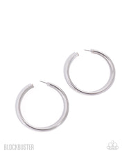 Load image into Gallery viewer, Curve Ball - Silver Hoop Earring
