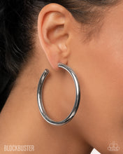 Load image into Gallery viewer, Curve Ball - Silver Hoop Earring
