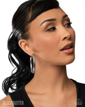 Load image into Gallery viewer, Curve Ball - Silver Hoop Earring
