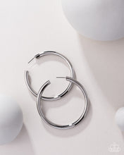 Load image into Gallery viewer, Curve Ball - Silver Hoop Earring
