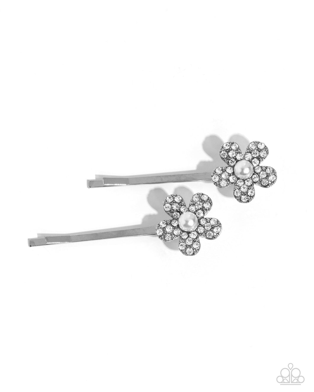 Playfully Perennial - White (Rhinestone/Pearl) Hair Accessory