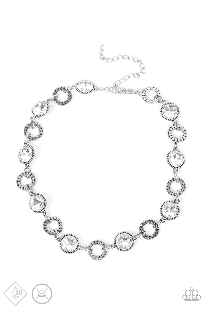 Rhinestone Rollout - White (Rhinestone) Necklace (MM-1221)