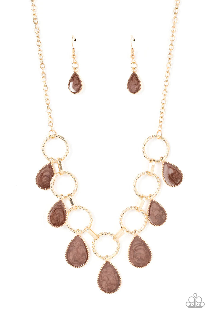 Golden Glimmer - Brown Necklace