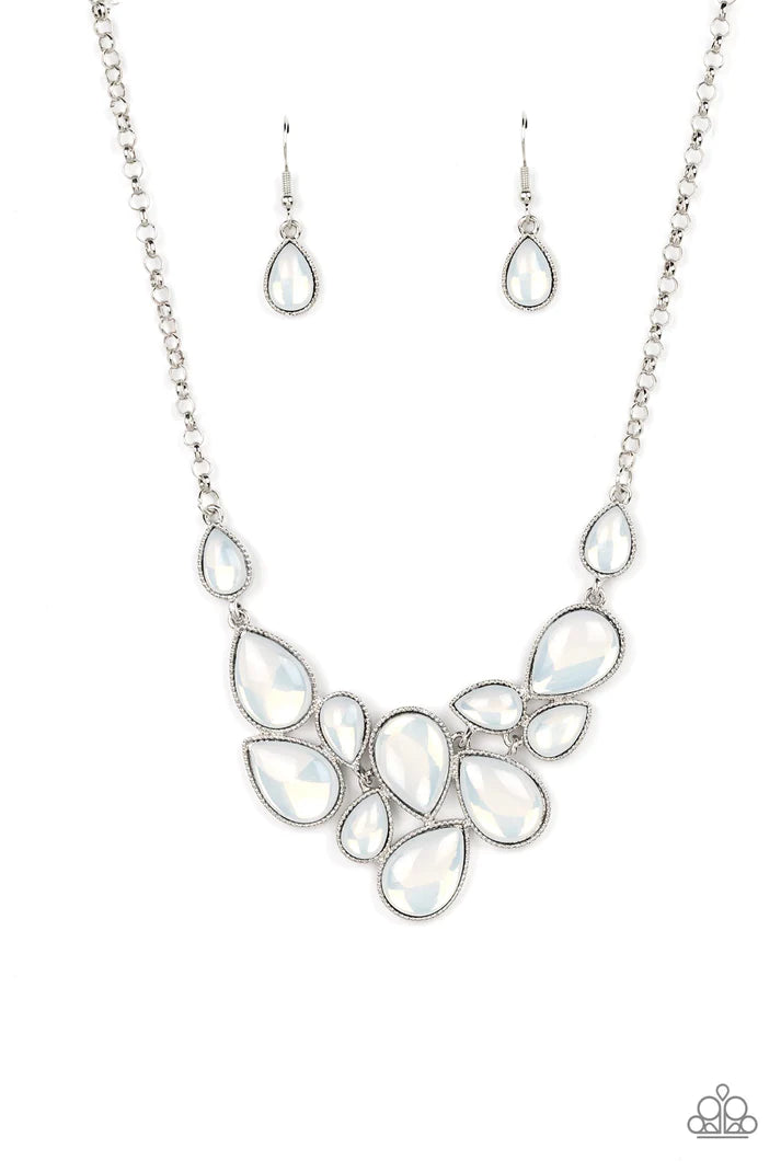 Keeps GLOWING and GLOWING - White (Opalescent Teardrop) Necklace