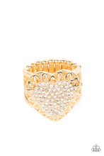 Load image into Gallery viewer, Romantic Escape - Gold (White Rhinestone) Heart Ring
