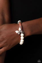 Load image into Gallery viewer, Bold Butterfly - White (Meerkat Stone Bead) Bracelet
