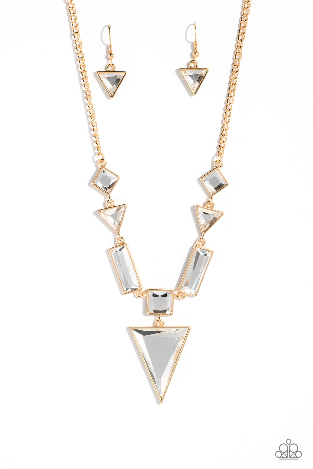 Fetchingly Fierce - Gold (White Gems) Necklace (LOP-0723)