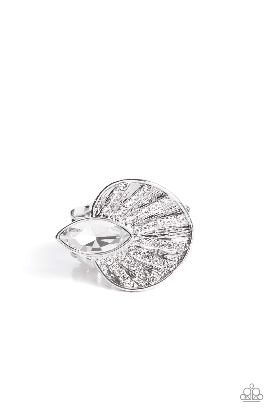 Fan Dance Dazzle - White (Rhinestone) Ring  (LOP-0823)