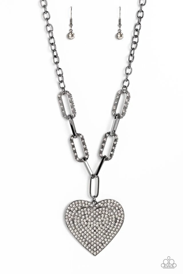 Roadside Romance - Black (Gunmetal) Heart Necklace